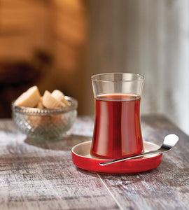 Koleksiyon İstanbul Tiryaki 6'lı Çay Bardağı Seti - Kırmızı