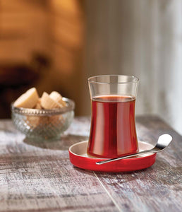 Koleksiyon İstanbul Kahvaltı 6'lı Çay Bardağı Seti - Kırmızı